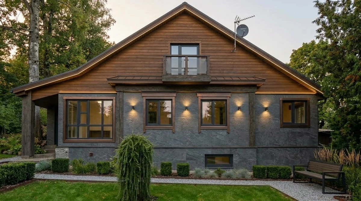 Дизайн фасада в стиле Шале — Фасад от нейросети RoomGPT