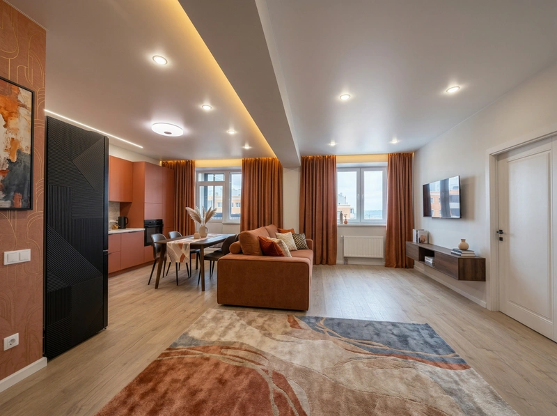 Дизайн гостиной в стиле Контемпорари — фото интерьера от нейросети RoomGPT