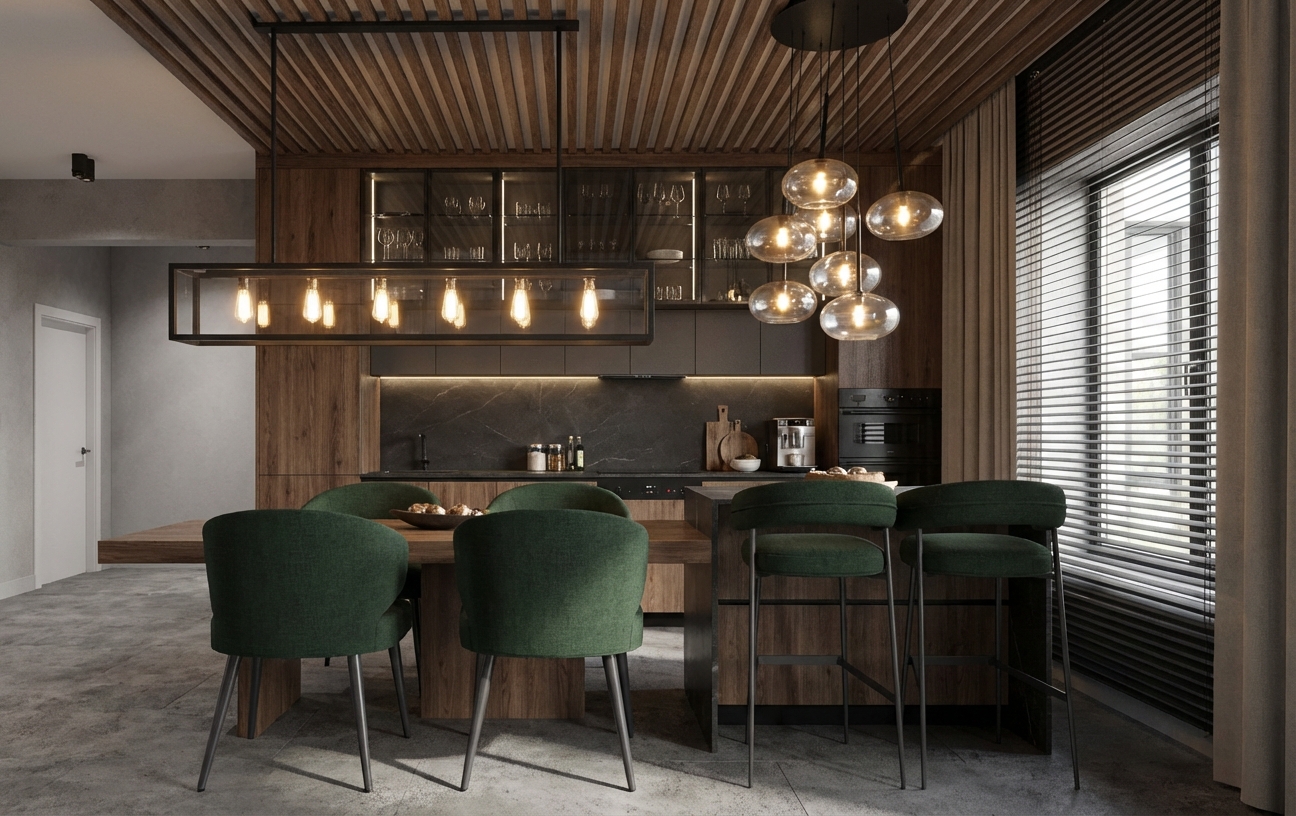 Дизайн кухни в стиле Контемпорари — фото интерьера от нейросети RoomGPT