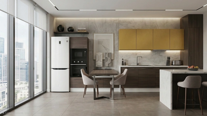 Дизайн интерьера в стиле Минимализм — Кухня от нейросети RoomGPT