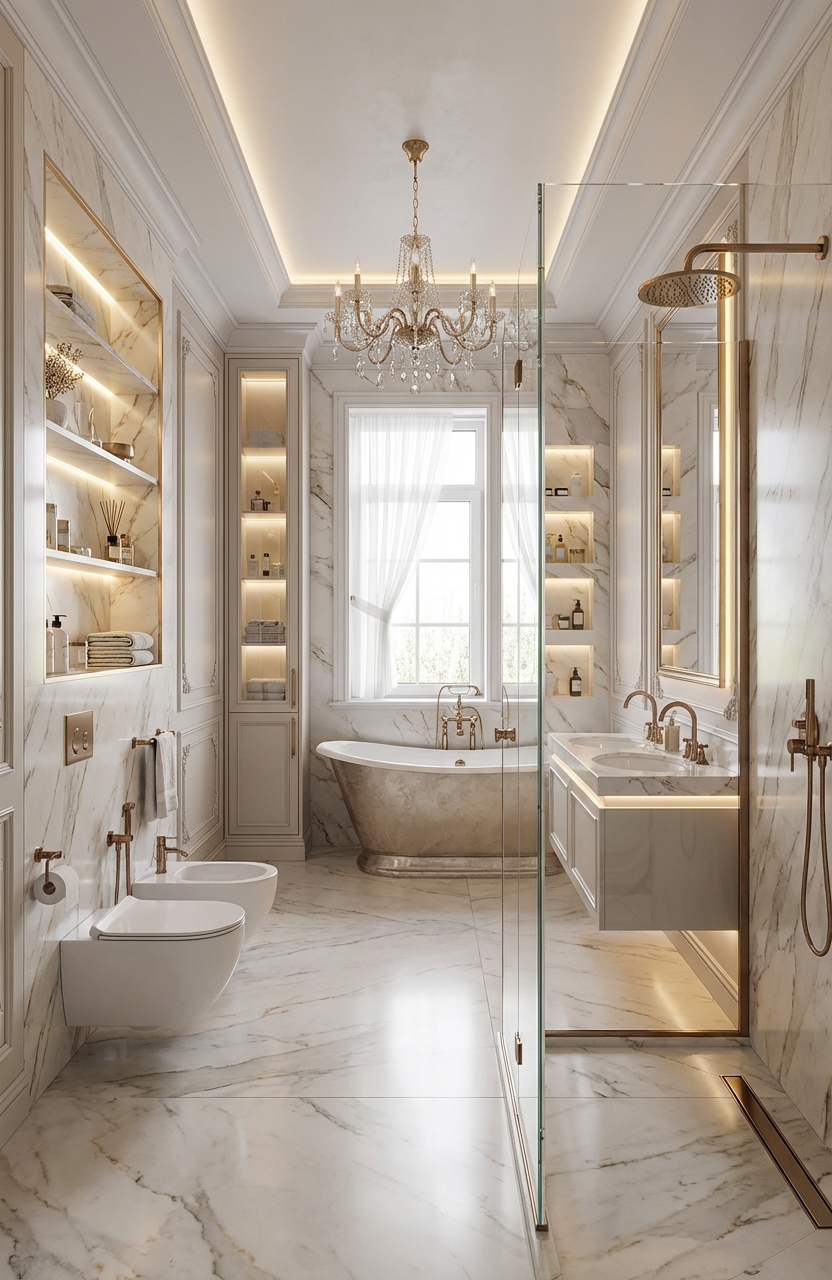 Дизайн ванной в стиле Классика — фото интерьера от нейросети RoomGPT