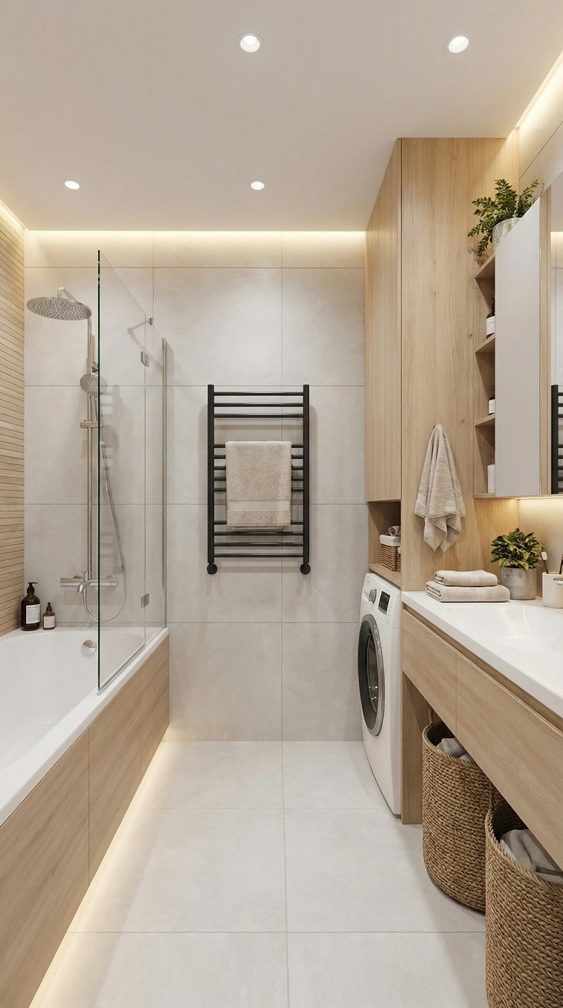 Дизайн ванной в стиле Сканди — фото интерьера от нейросети RoomGPT