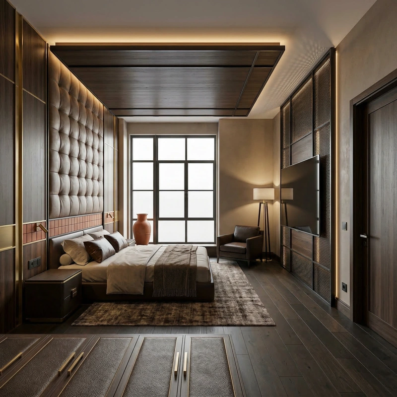 Дизайн интерьера в стиле Блэктэк — Спальня от нейросети RoomGPT