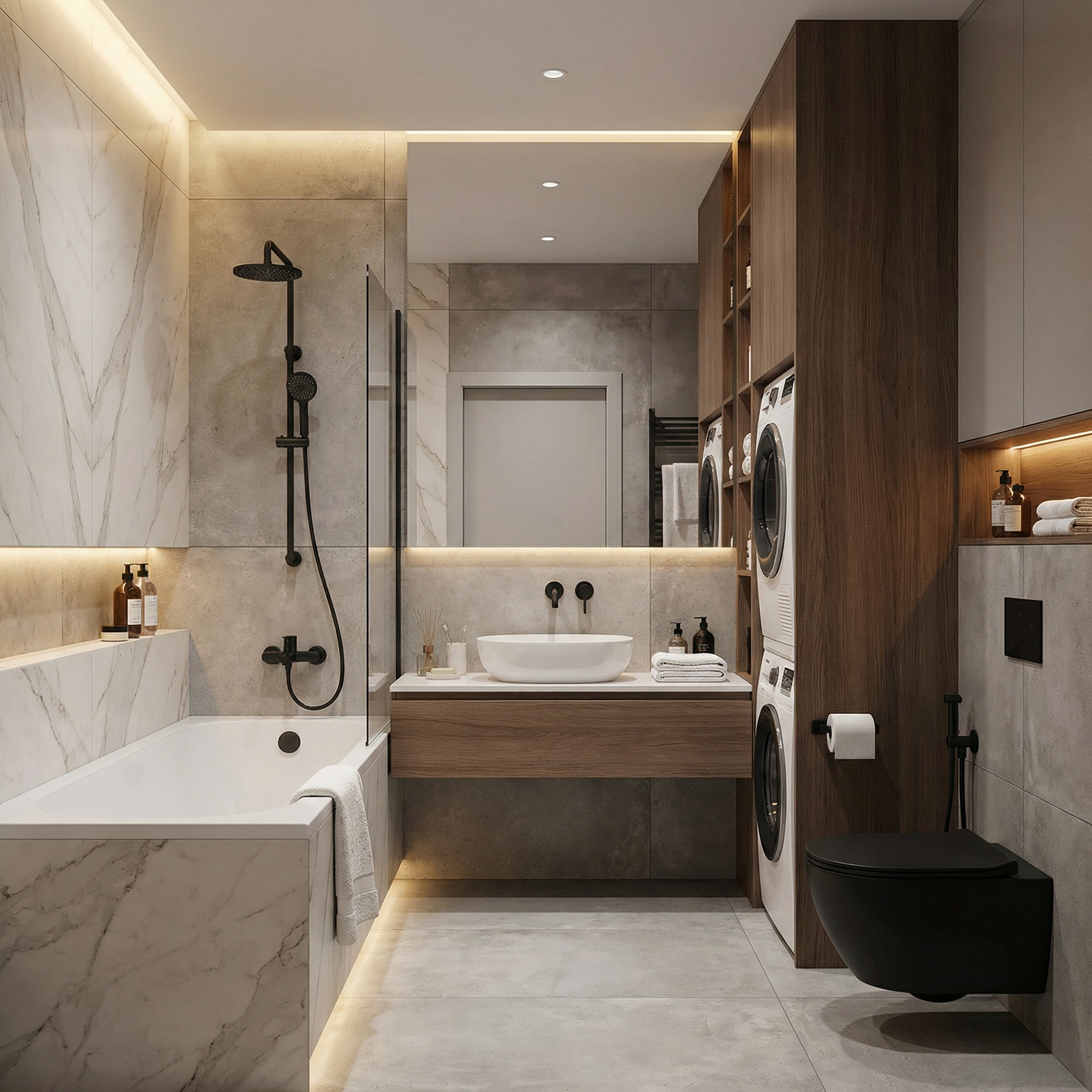 Дизайн ванной в стиле Минимализм — фото интерьера от нейросети RoomGPT