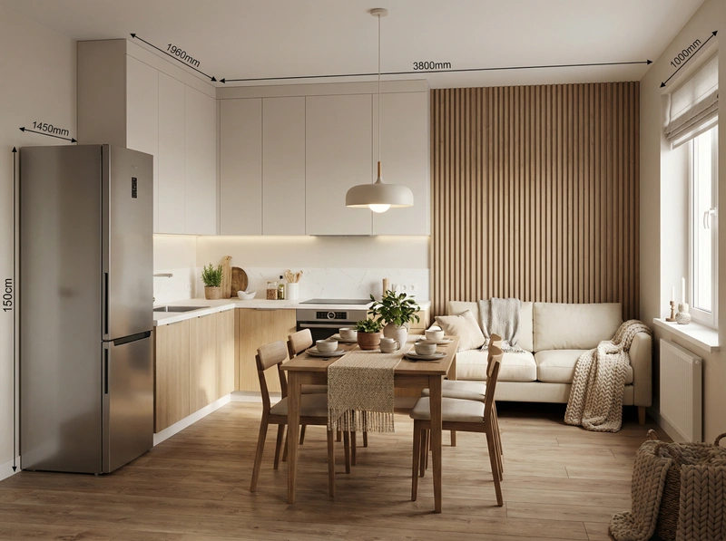 Дизайн интерьера в стиле Хюгге — Кухня от нейросети RoomGPT