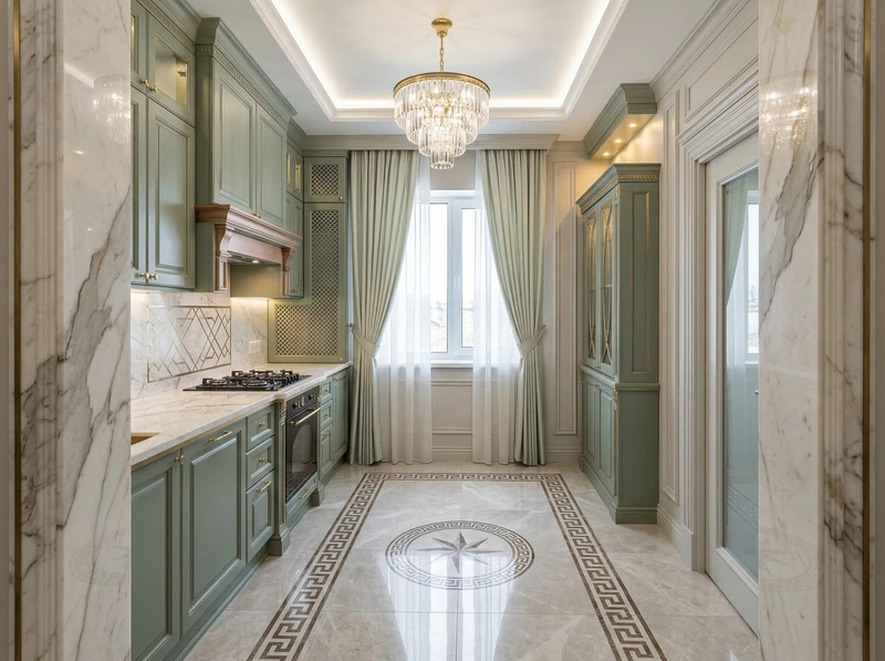 Дизайн кухни в стиле Неоклассика — фото интерьера от нейросети RoomGPT