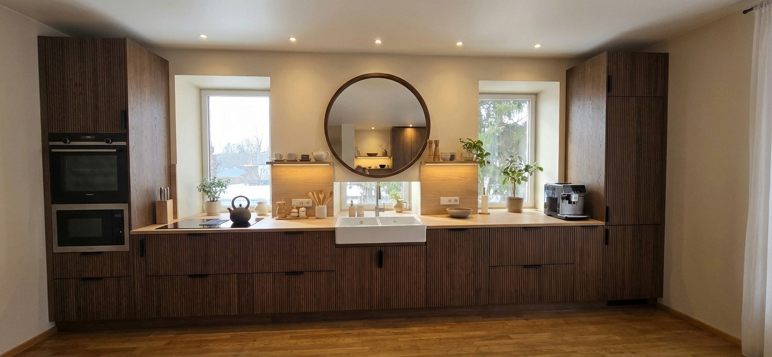 Дизайн кухни в стиле Japandi — фото интерьера от нейросети RoomGPT