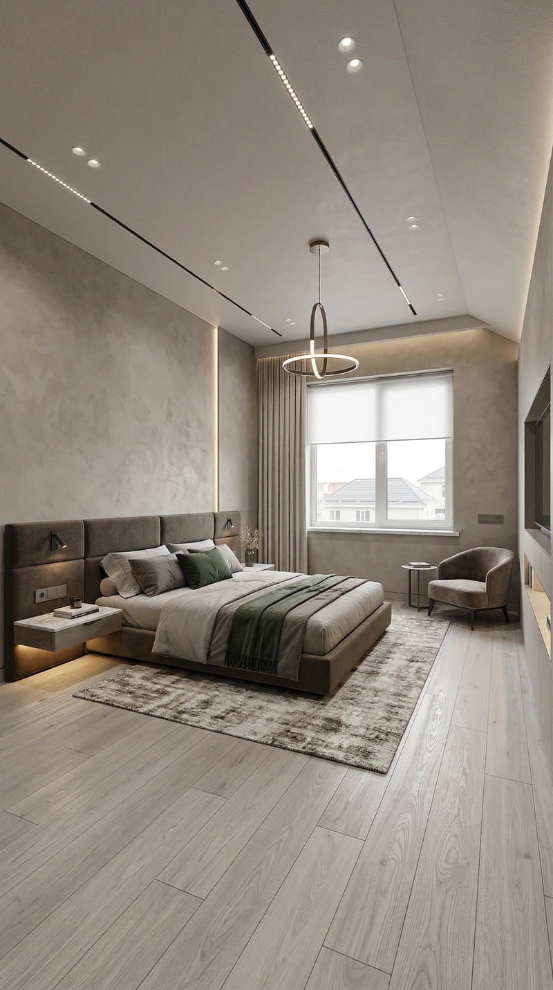 Дизайн спальни в стиле Контемпорари — фото интерьера от нейросети RoomGPT