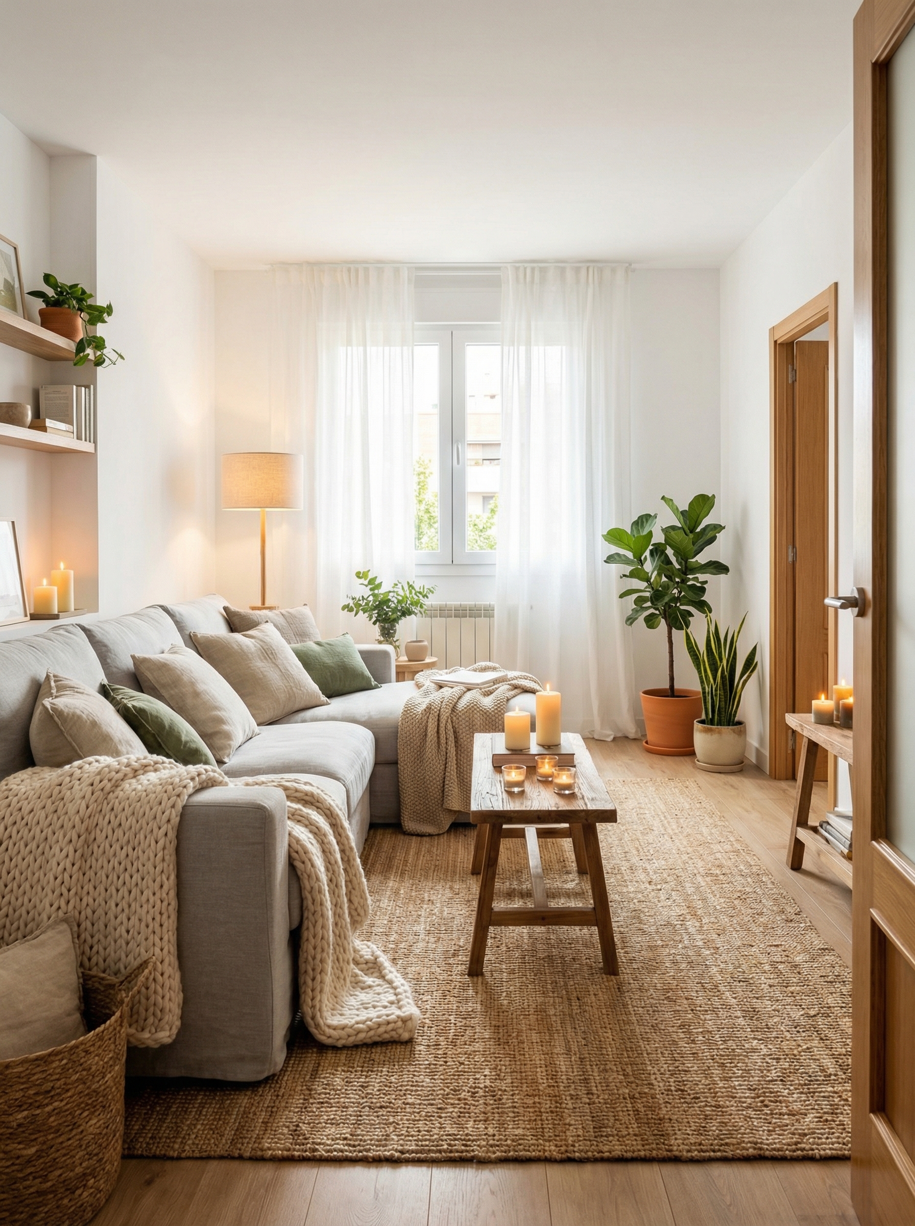 Дизайн гостиной в стиле Хюгге — фото интерьера от нейросети RoomGPT