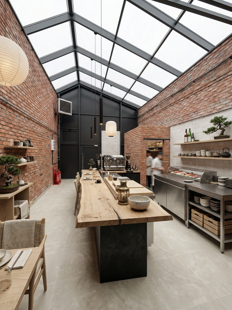 Дизайн кухни в стиле Japandi — фото интерьера от нейросети RoomGPT