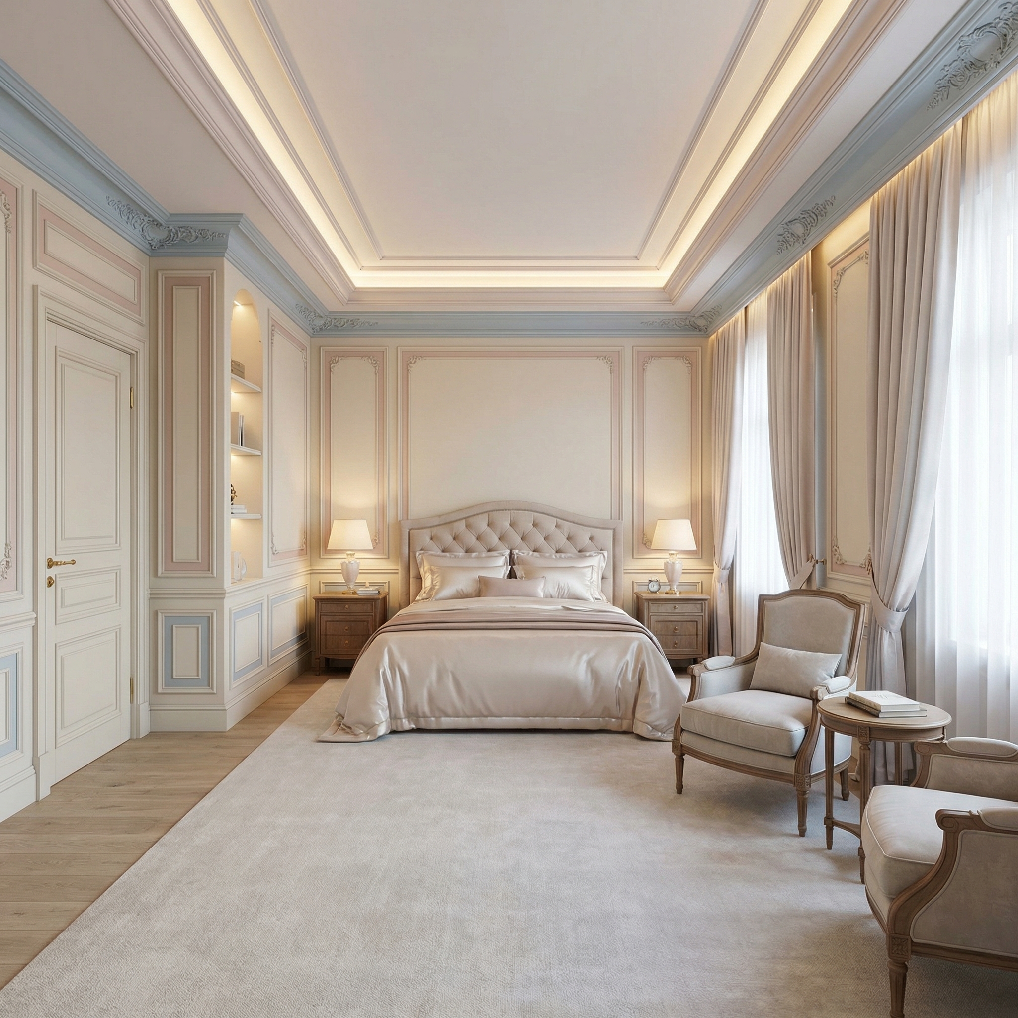 Дизайн спальни в стиле Классика — фото интерьера от нейросети RoomGPT