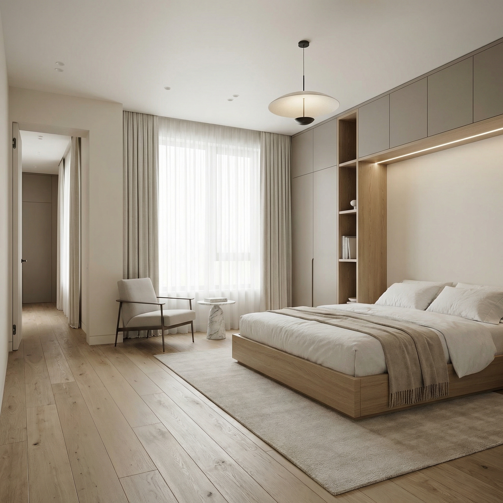 Дизайн спальни в стиле Минимализм — фото интерьера от нейросети RoomGPT