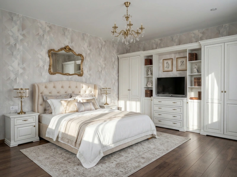 Дизайн спальни в стиле Классика — фото интерьера от нейросети RoomGPT