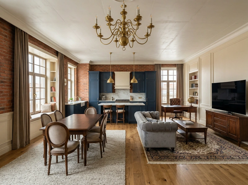 Дизайн интерьера в стиле Классика — Гостиная от нейросети RoomGPT