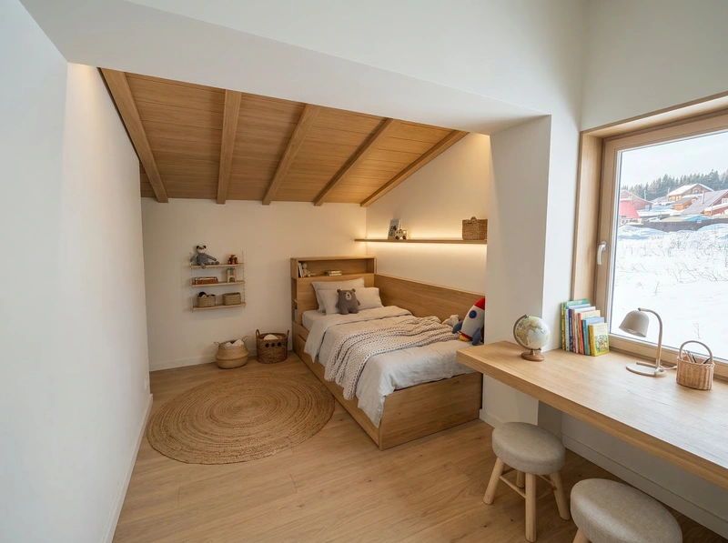 Дизайн детской в стиле Сканди — фото интерьера от нейросети RoomGPT