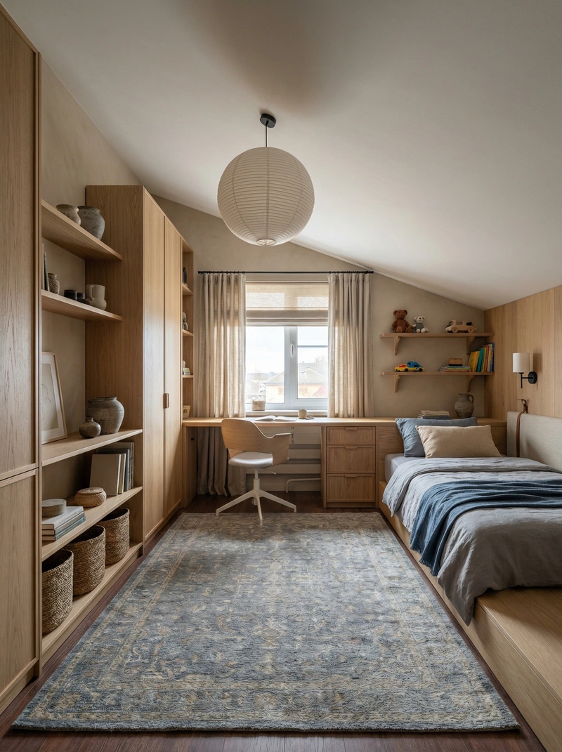 Дизайн детской в стиле Japandi — фото интерьера от нейросети RoomGPT