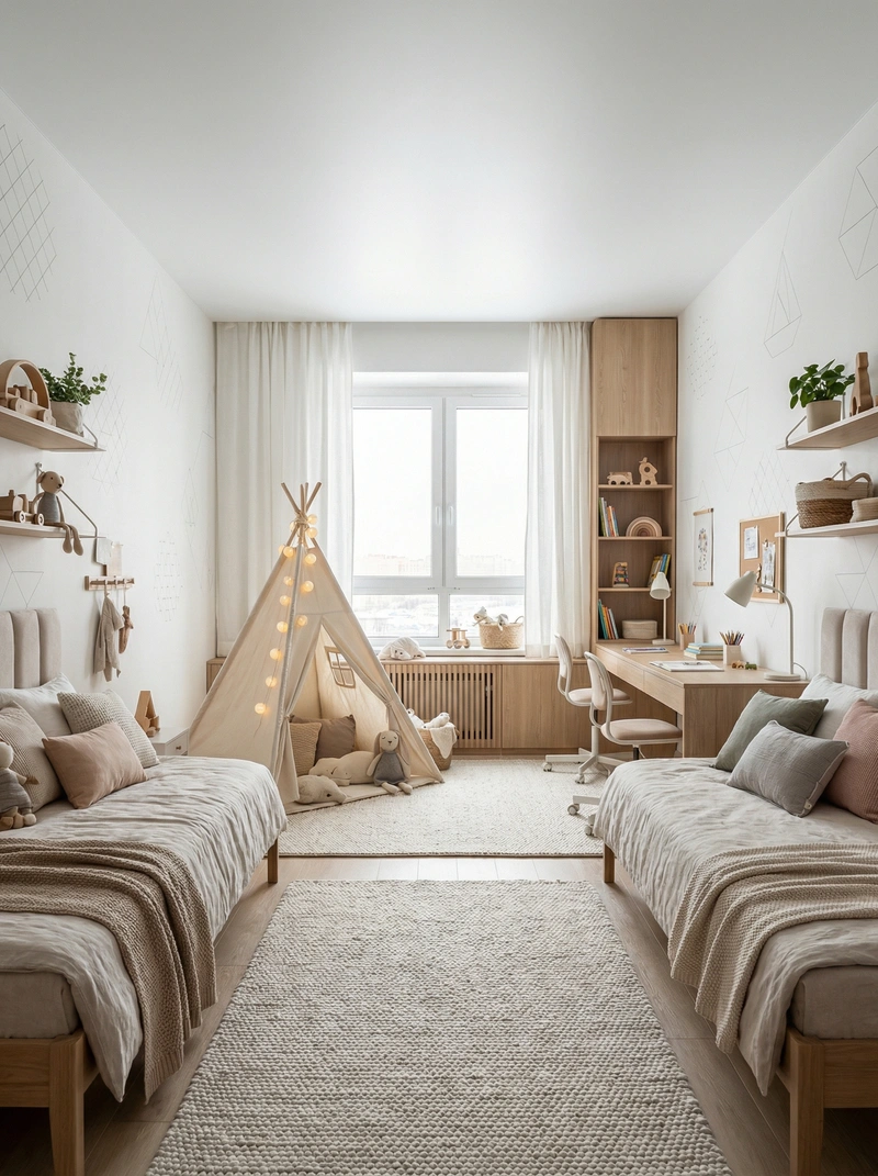 Дизайн интерьера в стиле Хюгге — Детская от нейросети RoomGPT