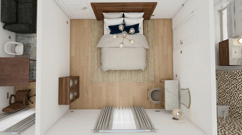 Дизайн спальни в стиле Контемпорари — фото интерьера от нейросети RoomGPT