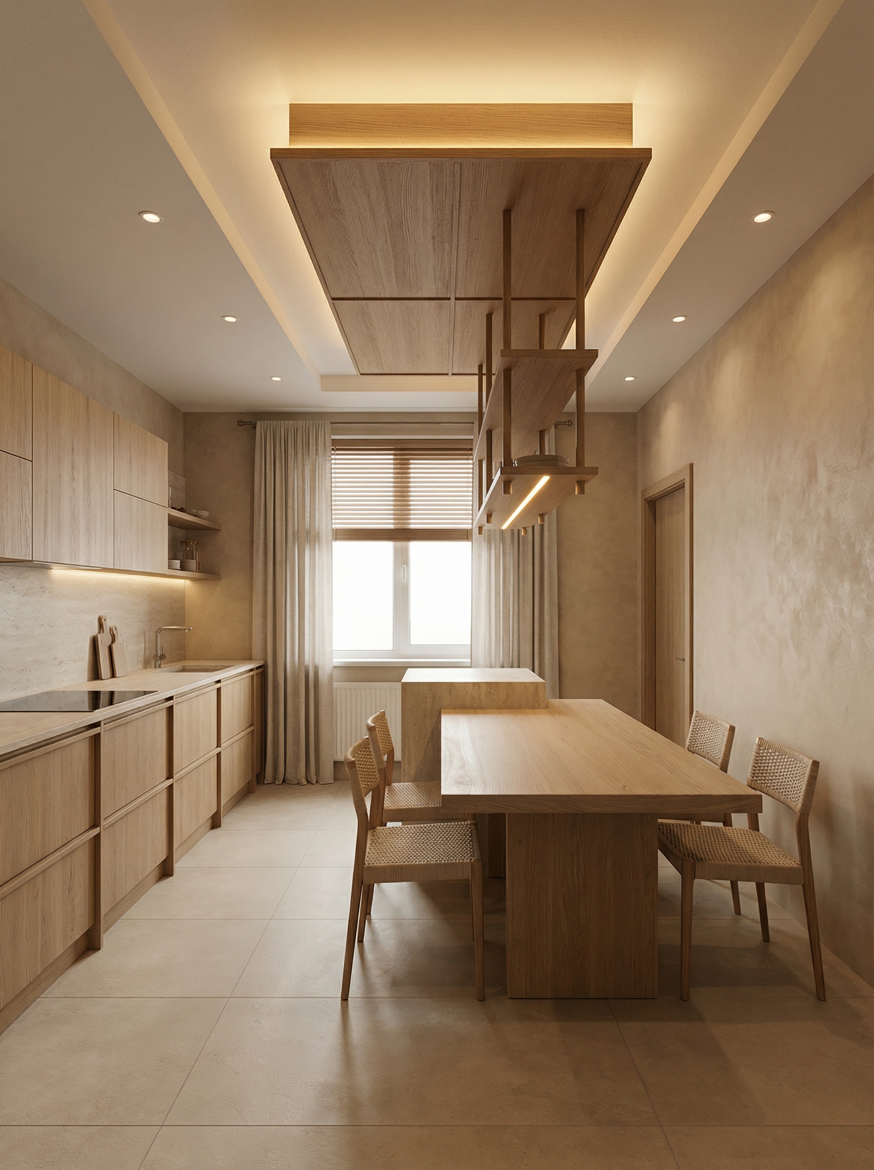 Дизайн кухни в стиле Japandi — фото интерьера от нейросети RoomGPT