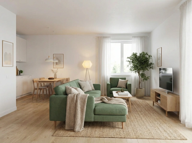 Дизайн интерьера в стиле Хюгге — Гостиная от нейросети RoomGPT