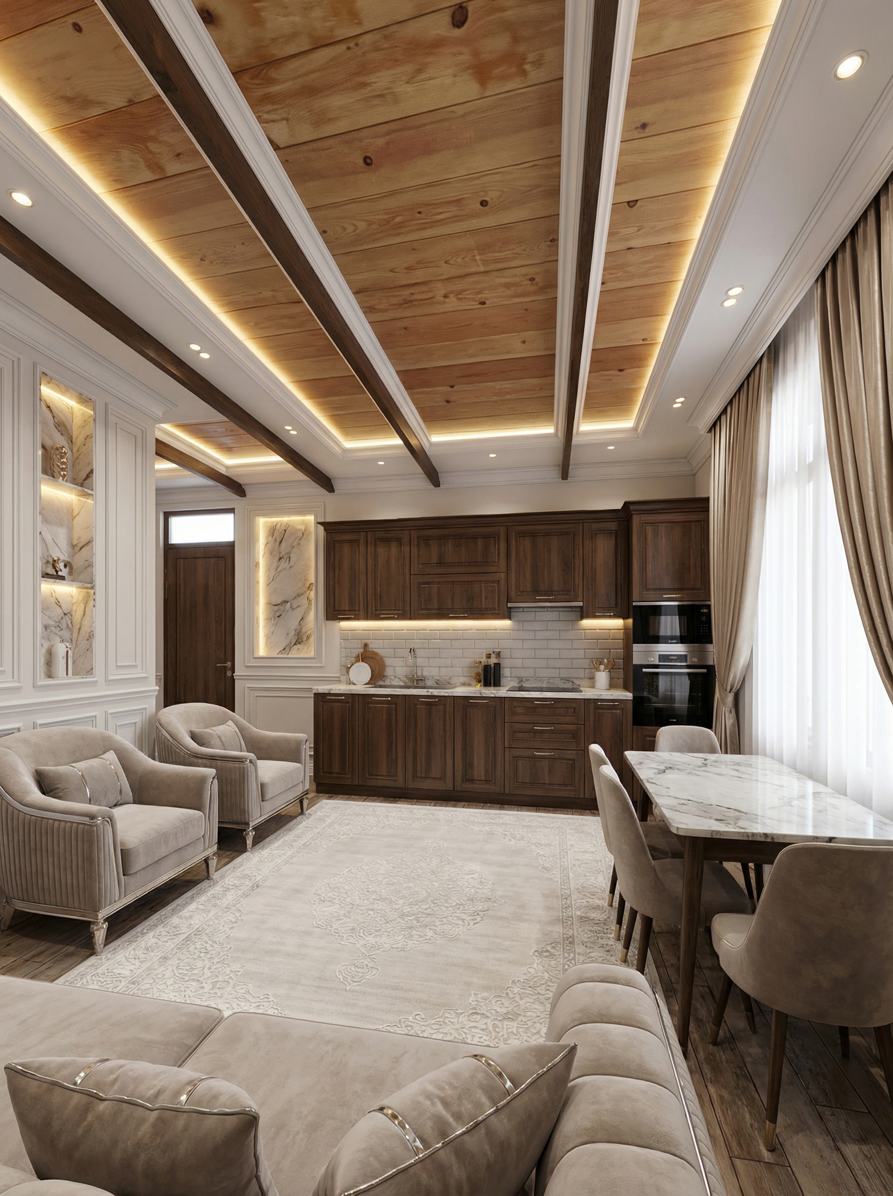 Дизайн гостиной в стиле Классика — фото интерьера от нейросети RoomGPT