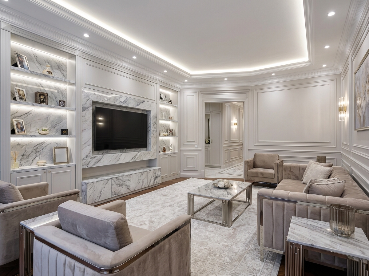 Дизайн гостиной в стиле Классика — фото интерьера от нейросети RoomGPT