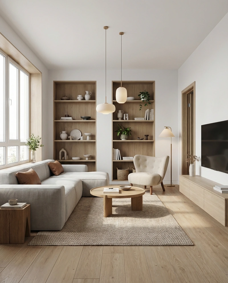 Дизайн интерьера в стиле Сканди — Гостиная от нейросети RoomGPT