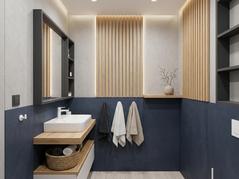 Дизайн ванной в стиле Хюгге — фото интерьера от нейросети RoomGPT