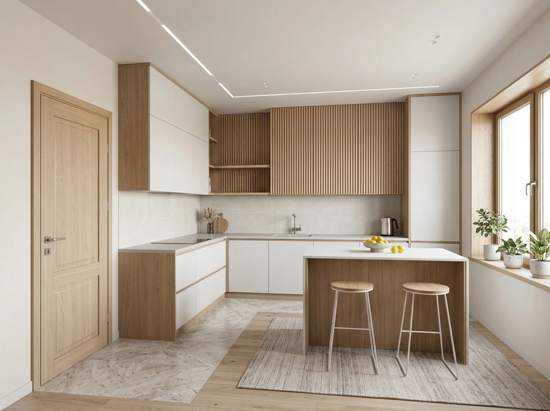 Дизайн кухни в стиле Сканди — фото интерьера от нейросети RoomGPT