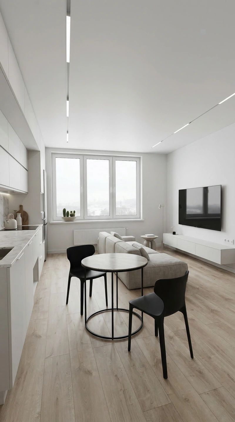 Дизайн интерьера в стиле Минимализм — Гостиная от нейросети RoomGPT