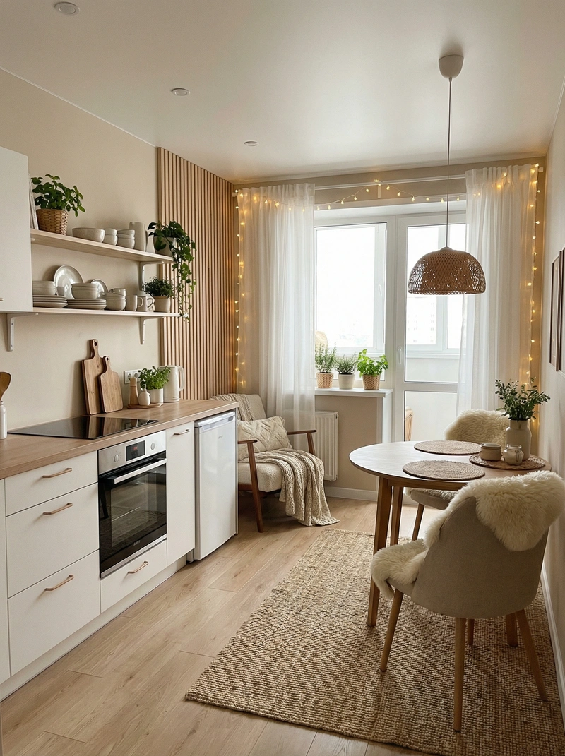 Дизайн интерьера в стиле Хюгге — Кухня от нейросети RoomGPT