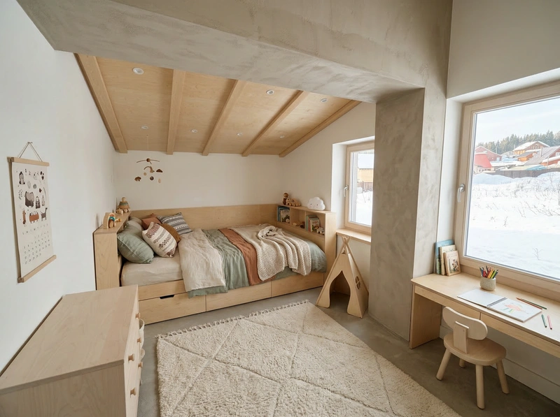 Дизайн детской в стиле Сканди — фото интерьера от нейросети RoomGPT