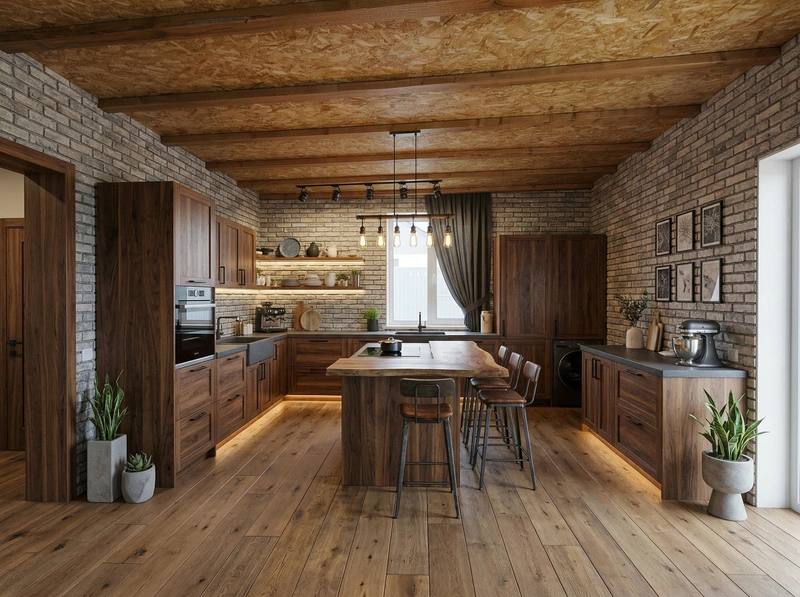 Дизайн кухни в стиле Лофт — фото интерьера от нейросети RoomGPT