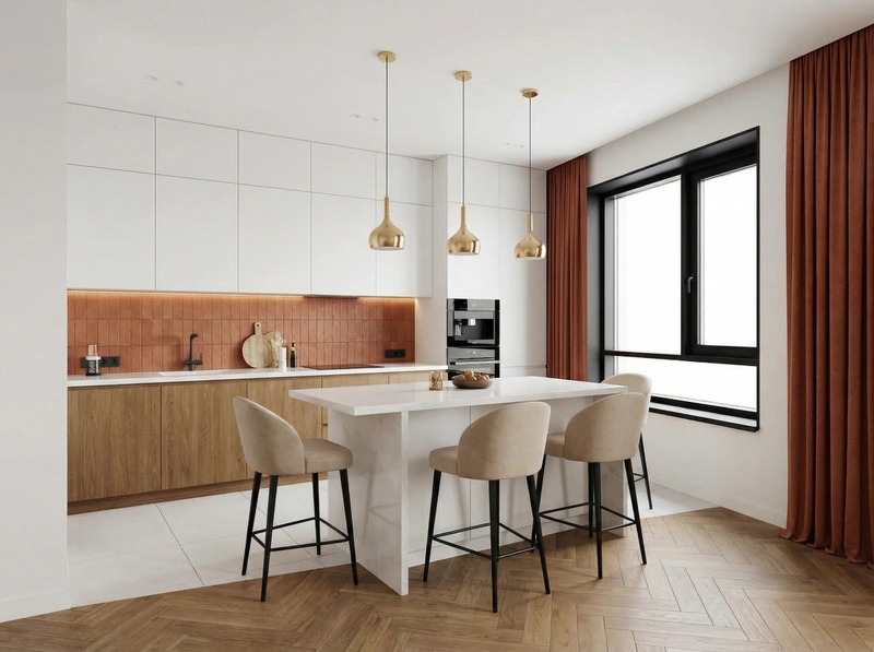 Дизайн интерьера в стиле Контемпорари — Кухня от нейросети RoomGPT