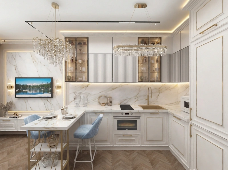 Дизайн интерьера в стиле Неоклассика — Кухня от нейросети RoomGPT