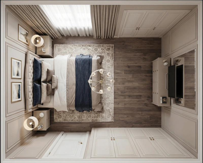 Дизайн спальни в стиле Классика — фото интерьера от нейросети RoomGPT