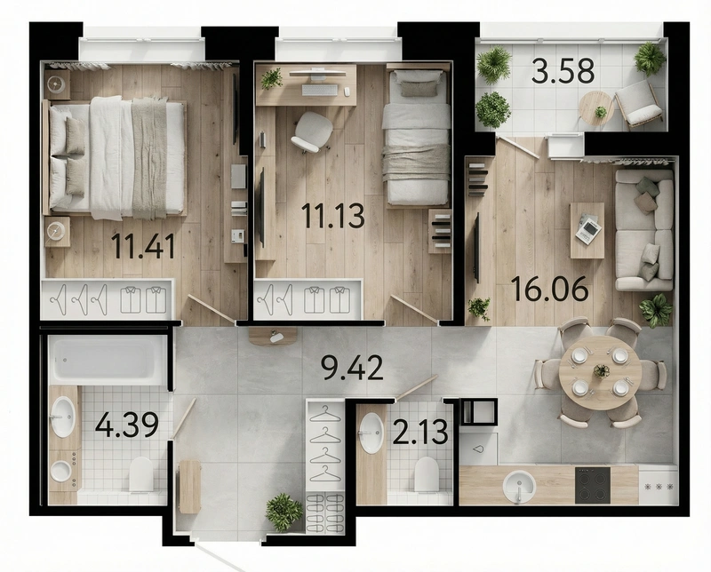 Дизайн спальни в стиле Сканди — фото интерьера от нейросети RoomGPT