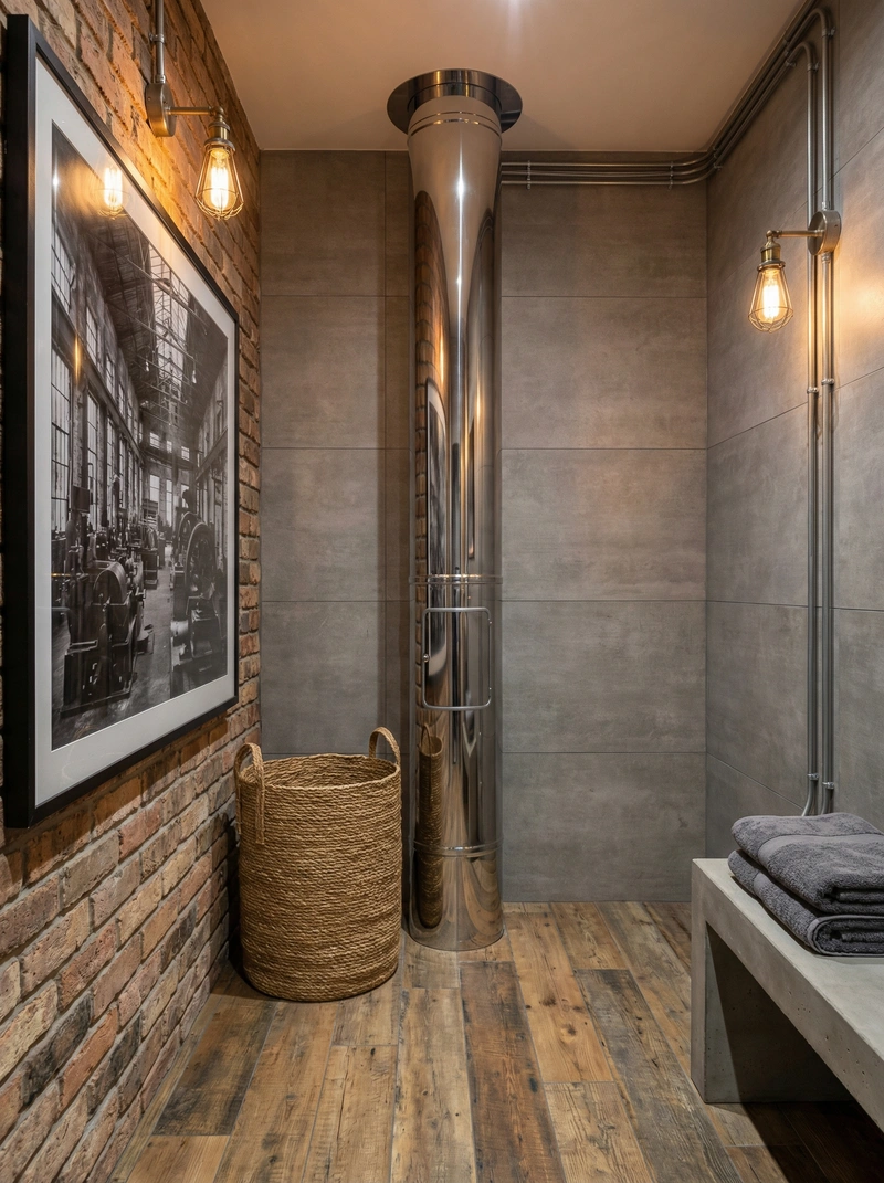 Дизайн интерьера в стиле Лофт — Ванная от нейросети RoomGPT