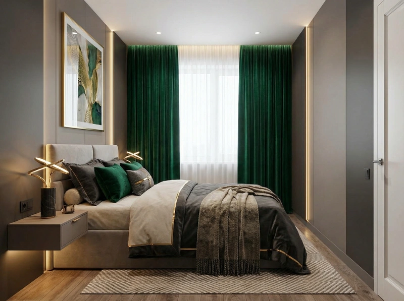 Дизайн интерьера в стиле Контемпорари — Спальня от нейросети RoomGPT