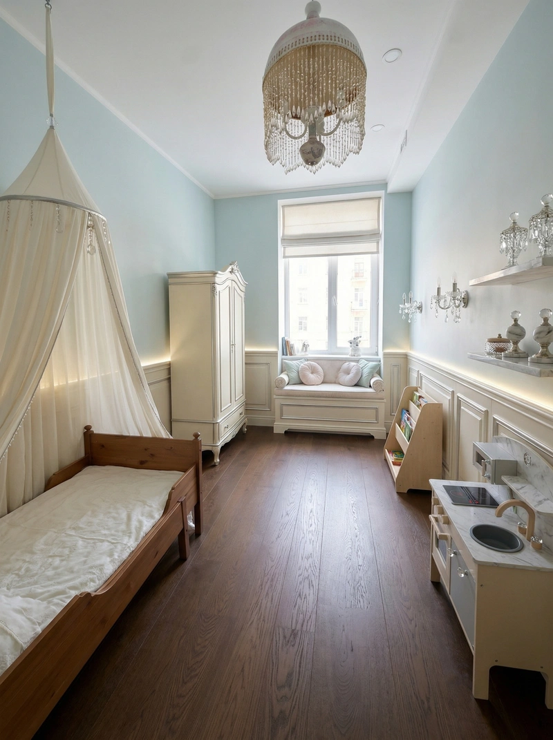 Дизайн детской в стиле Классика — фото интерьера от нейросети RoomGPT