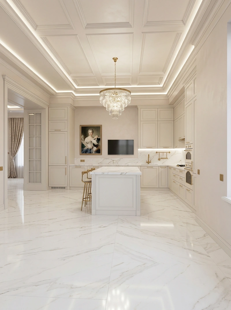 Дизайн кухни в стиле Неоклассика — фото интерьера от нейросети RoomGPT