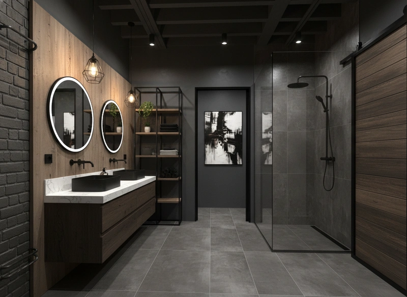 Дизайн интерьера в стиле Лофт — Ванная от нейросети RoomGPT