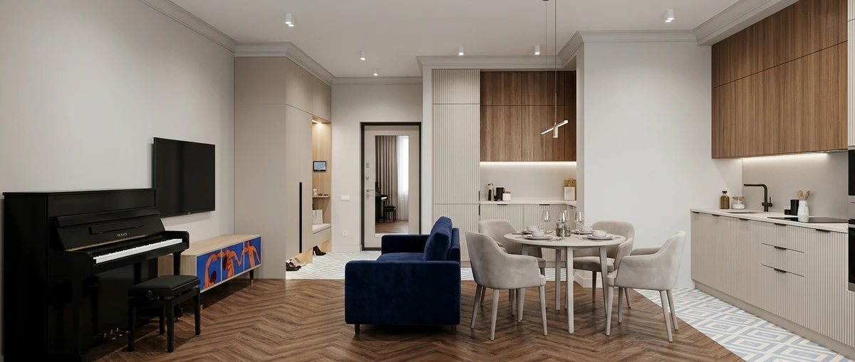 Дизайн интерьера в стиле Минимализм — Гостиная от нейросети RoomGPT