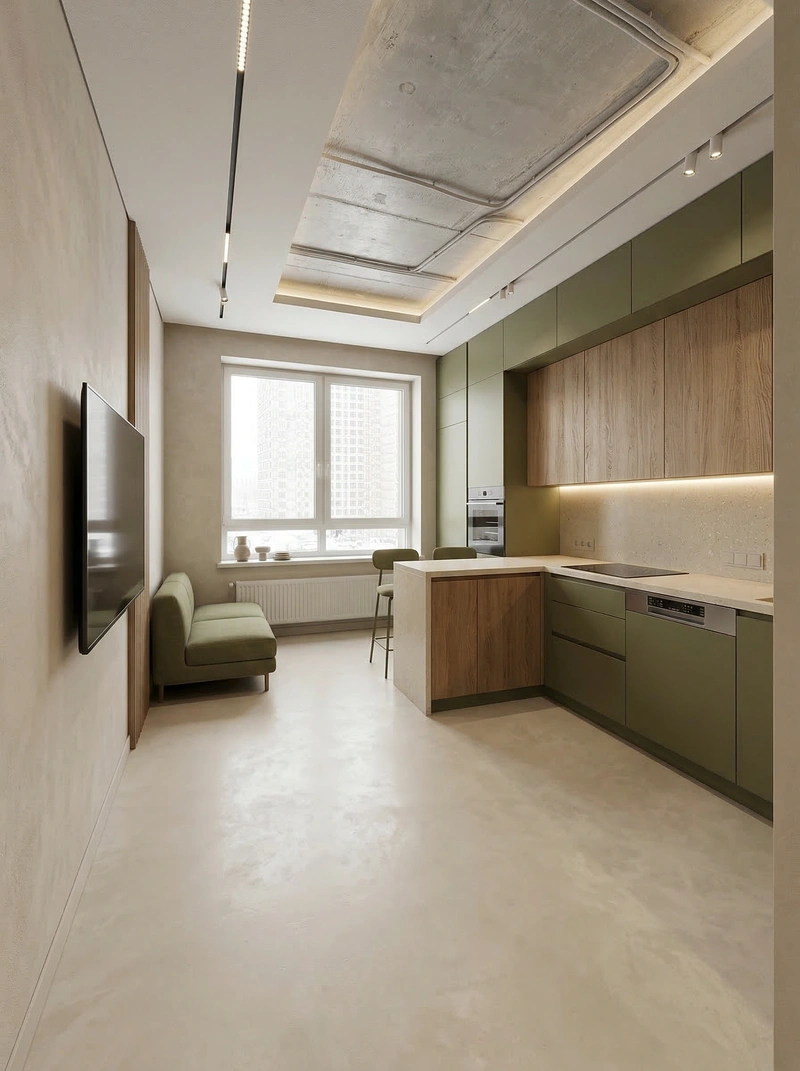 Дизайн интерьера в стиле Минимализм — Кухня от нейросети RoomGPT