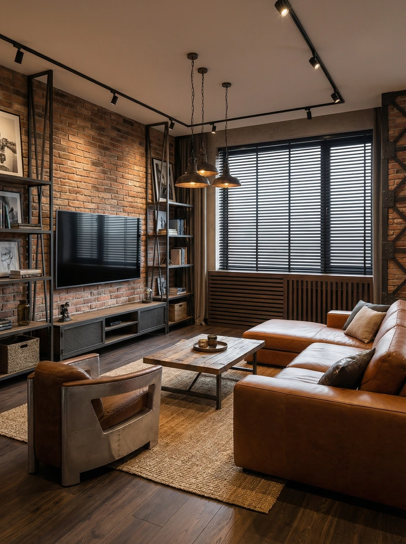 Дизайн интерьера в стиле Лофт — Гостиная от нейросети RoomGPT