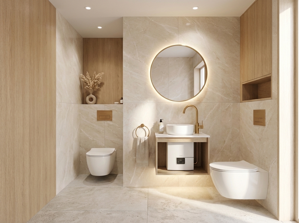 Дизайн ванной в стиле Сканди — фото интерьера от нейросети RoomGPT