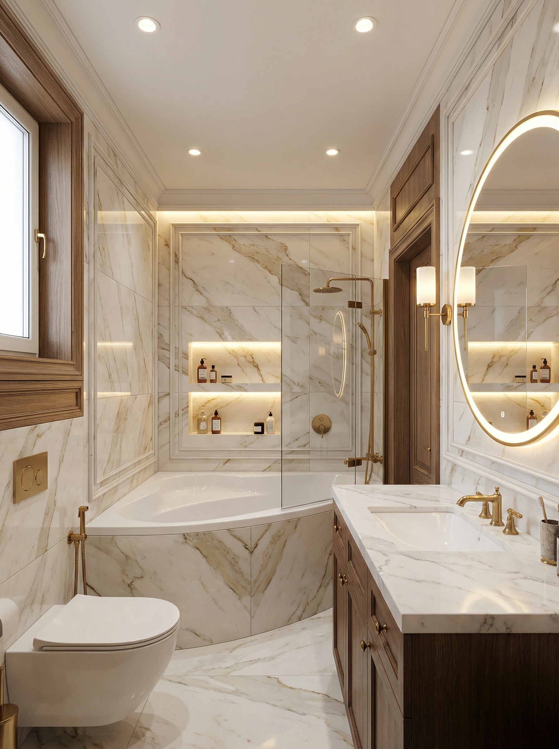 Дизайн ванной в стиле Классика — фото интерьера от нейросети RoomGPT