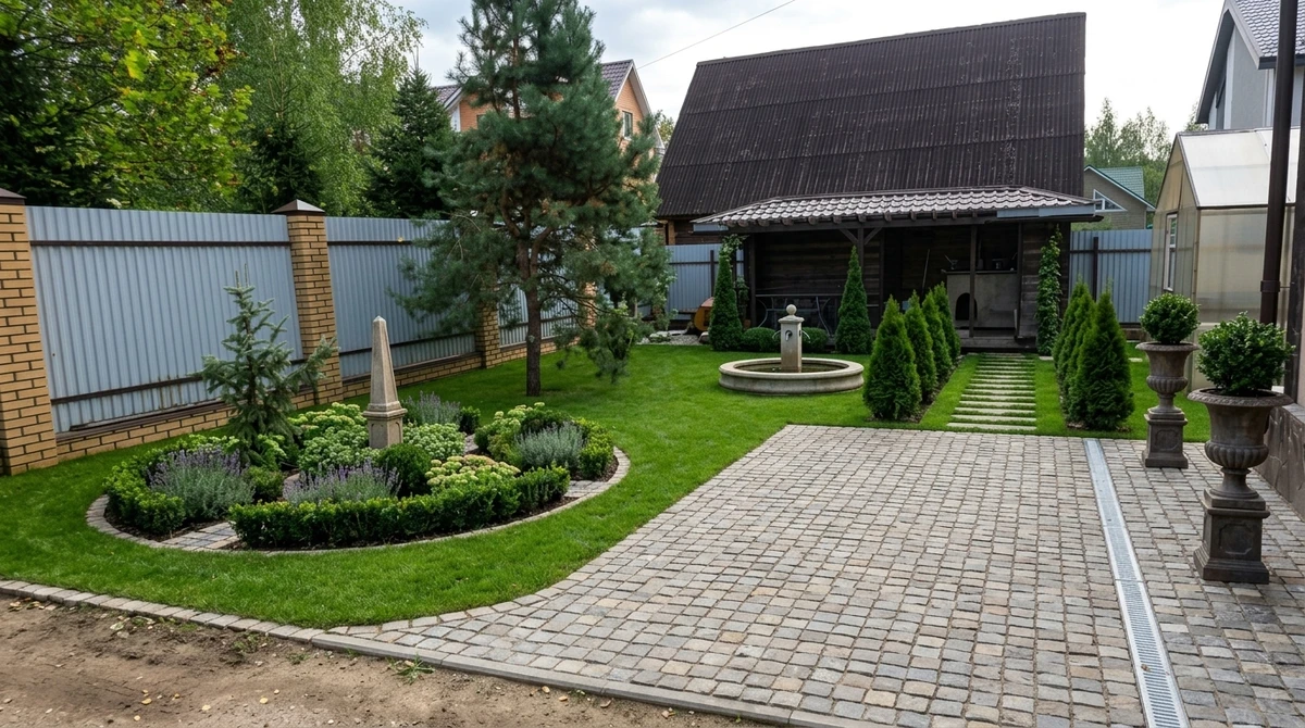 Дизайн участка в стиле Классика — фото участка от нейросети RoomGPT