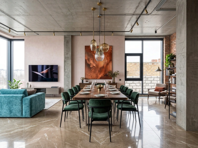 Дизайн гостиной в стиле Лофт — фото интерьера от нейросети RoomGPT