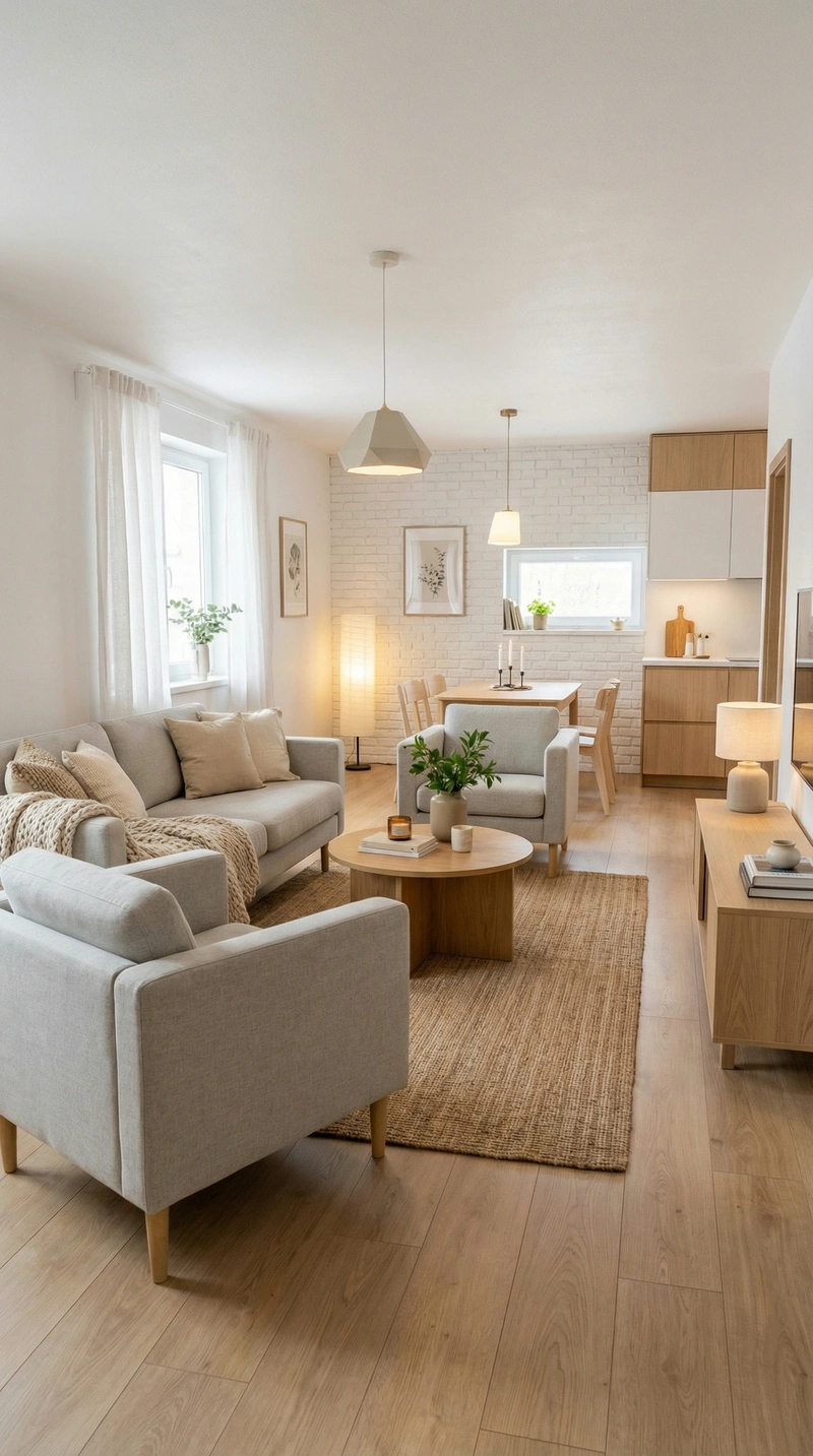 Дизайн интерьера в стиле Хюгге — Гостиная от нейросети RoomGPT